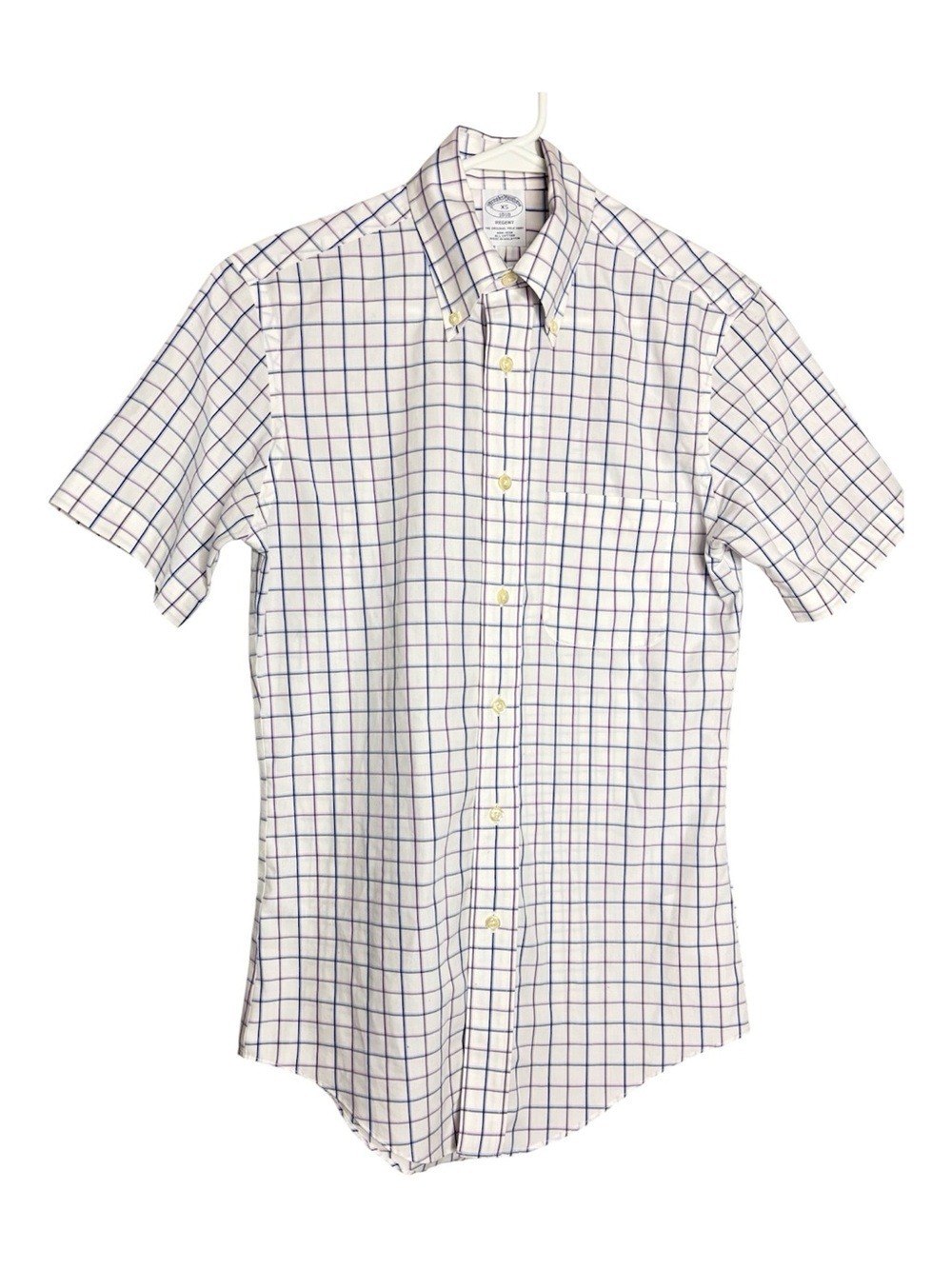 Brooks Brothers Regent Short Sleeve Plaid Check Cotton Button Down Shirt-size XS